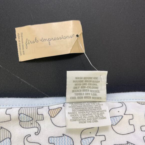 First Impressions Elephant Star Baby Blanket Blue White Gray Security Lovey NEW - Picture 4 of 7